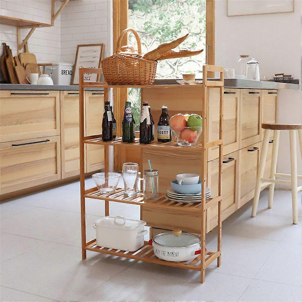 4-Tier Wooden Storage Shelf Display Rack Standing Shelf Unit