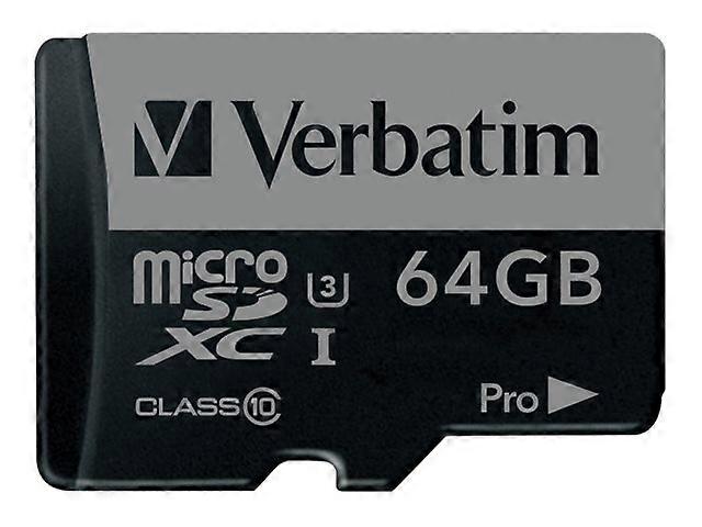 Verbatim PRO - Flash Memory Card (SD adapter included) - 64 GB - UHS Class 3 / Class10 - 300x/600x