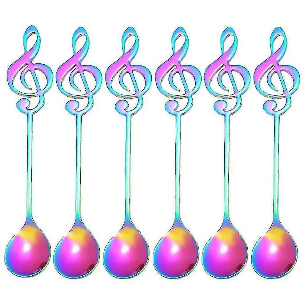6pcs Music Teaspoon Set Mixing Mixed Decorative Beverage Spoon,d