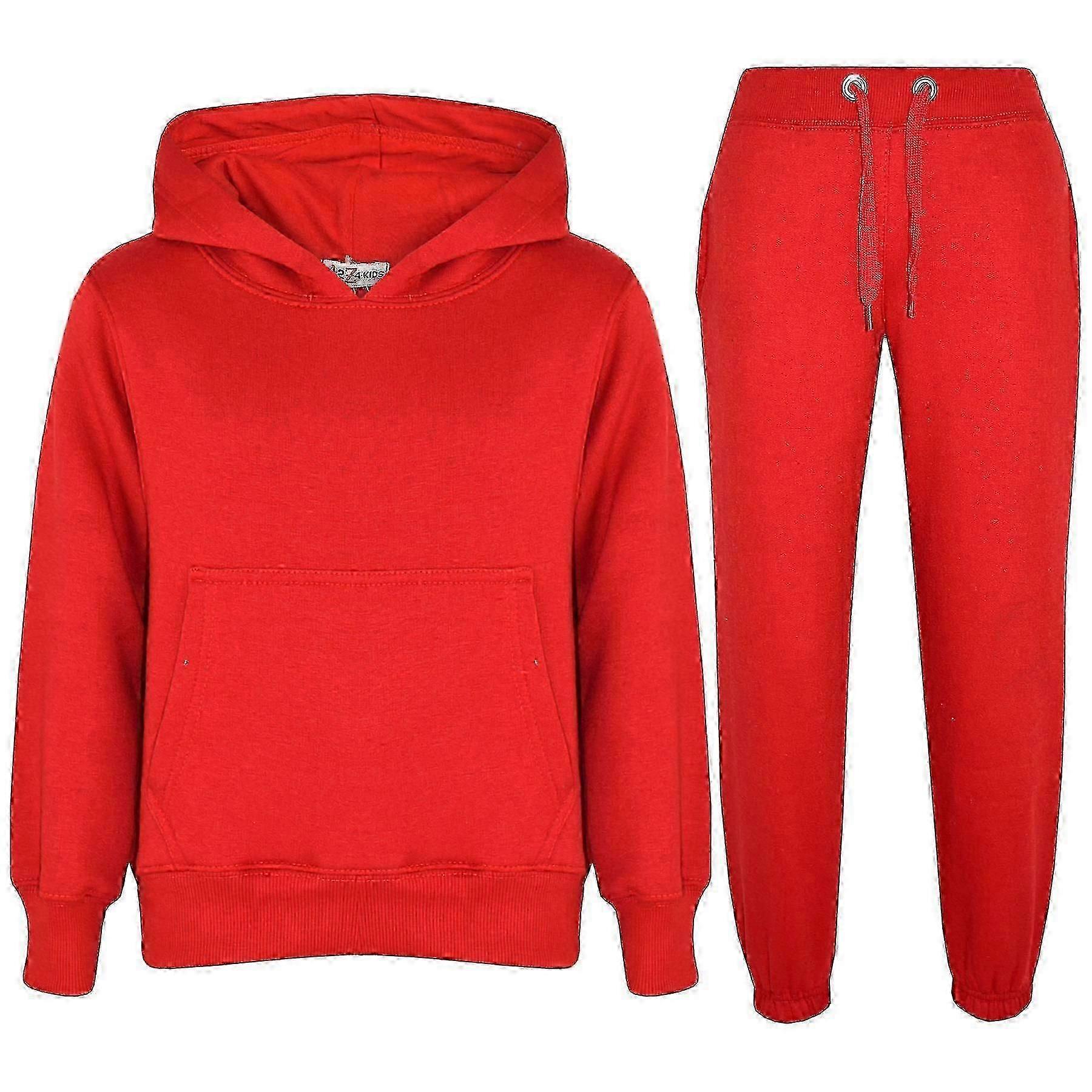 Vermelho Unissex com Capuz Sweat Tracksuit para Crianças