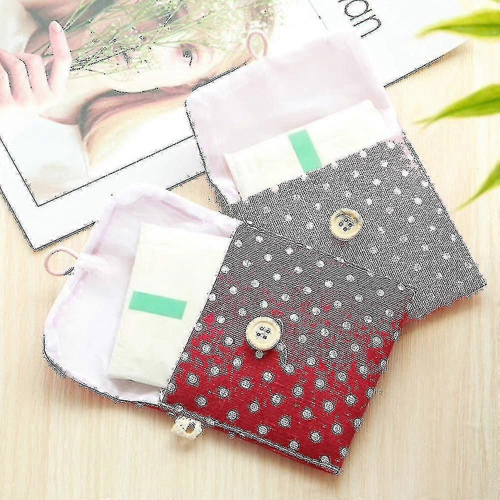女の子水玉コットンリネンサニタリーパッドポーチおばさんタオルバッグポーチ化粧品オーガナイザー収納バッグ