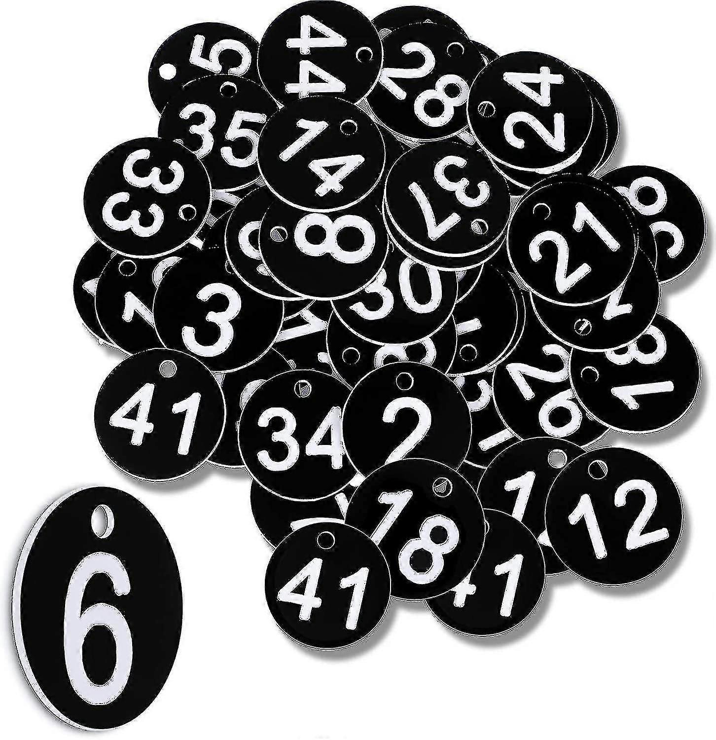 Svart nummer Tags 1-50 plast nummererte tokens plast tabellnumre nummerert