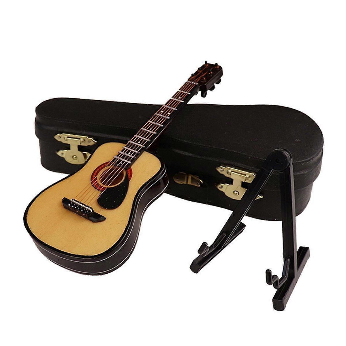 D-Wooden Miniature Guitar with Stand and Case