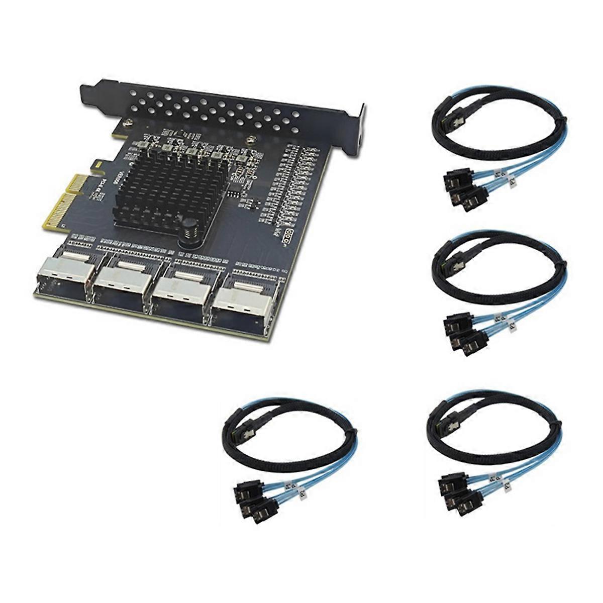 PCIe to 4 Port Mini SAS SFF-8087 Controller 16 Port 3.0 6Gbps SSD Adapter PCI-E 3.0 X4 Expansion Car