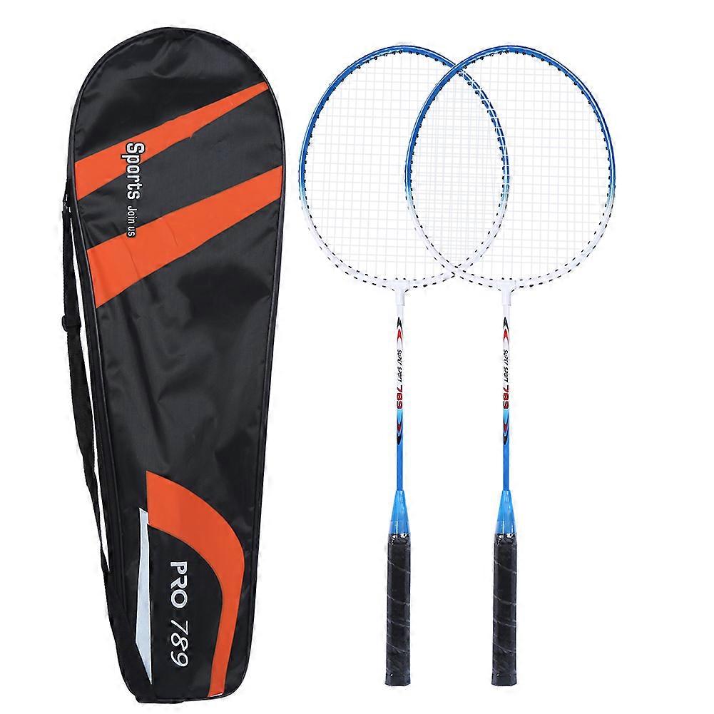2Pcs Iron Alloy Battledore Badminton Racket Primary Training Practicing Equipment with Soft Handle