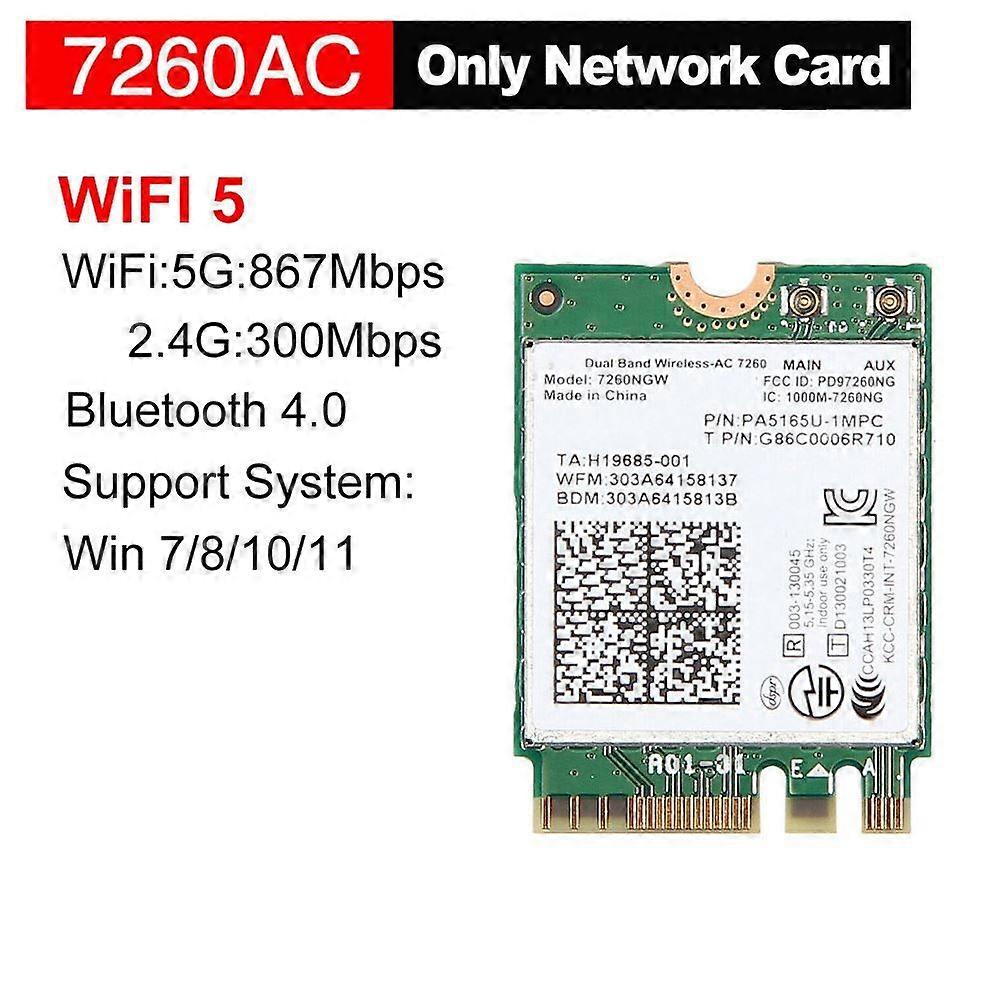 7260AC Bluetooth4.0 WiFi 1200Mbps Wireless Network Card NGFF M.2 Wifi Dongle 802.11AC Dual Band 2.4G