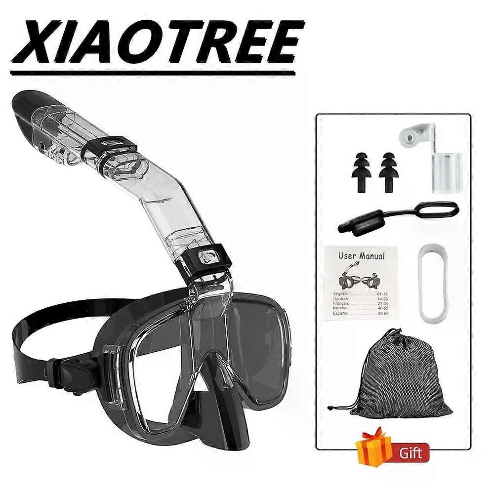 Snorkel and Diving Mask Foldable Anti-Fog Diving Mask Set with Full Dry Top System Adults Diving Goggles Diving Camera Support