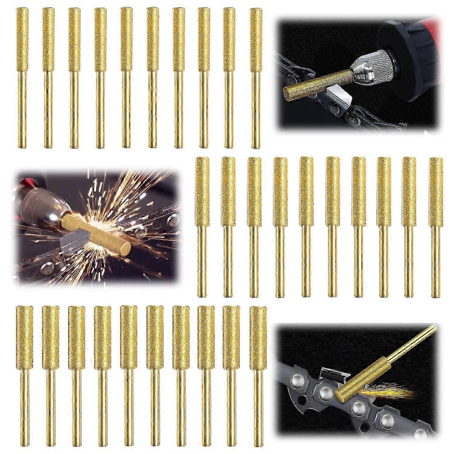 30 Pieces Chainsaw Chain Sharpening Jig, Diamond Sharpener, Chainsaw Chain Sharpener, Chainsaw Chain File, 3 Different Sizes for Chainsaw Sharpening a