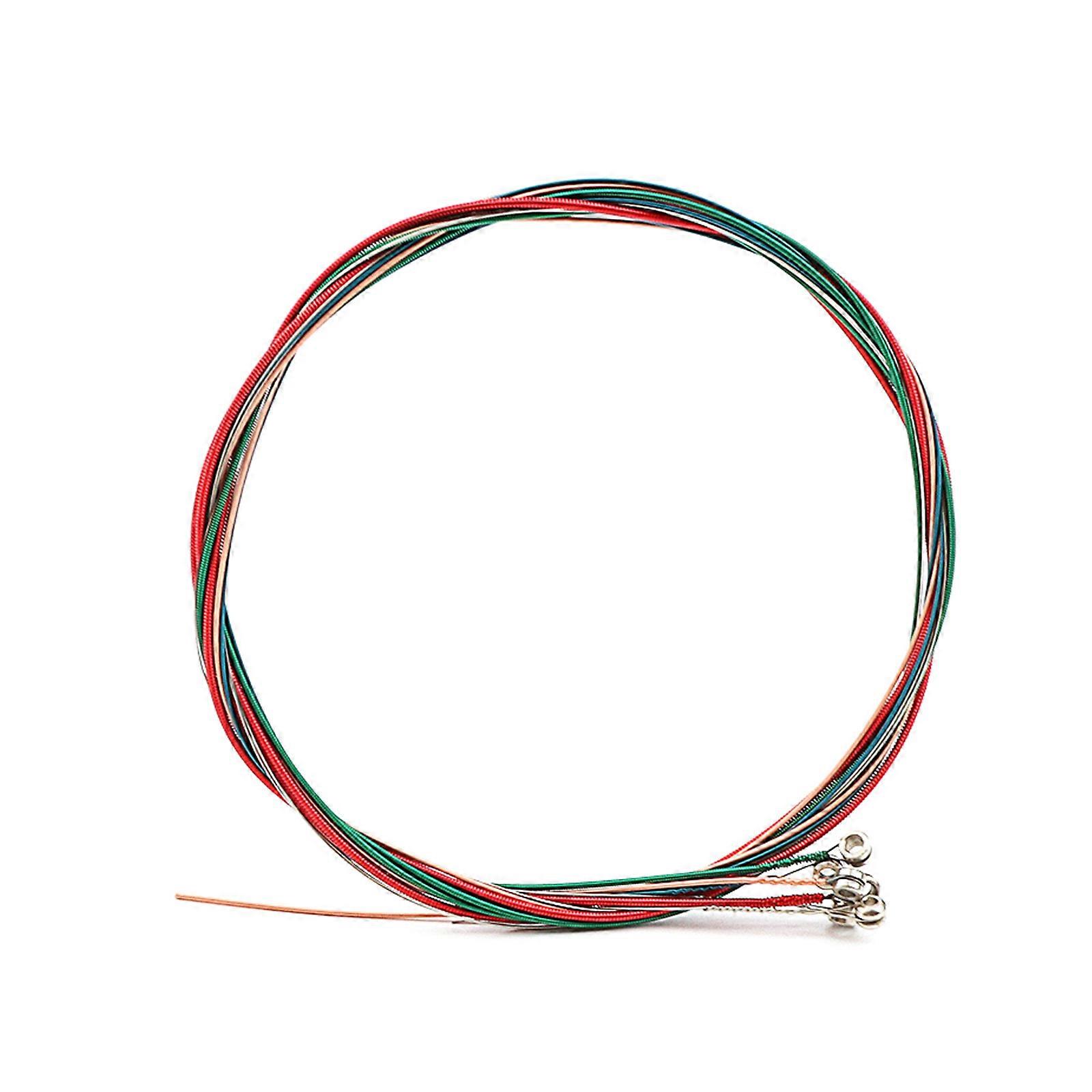 Sets of 6 Guitar Strings Replacements Steel Wire String for Acoustic Folk Guitar Colored String Replacement Set 11-52