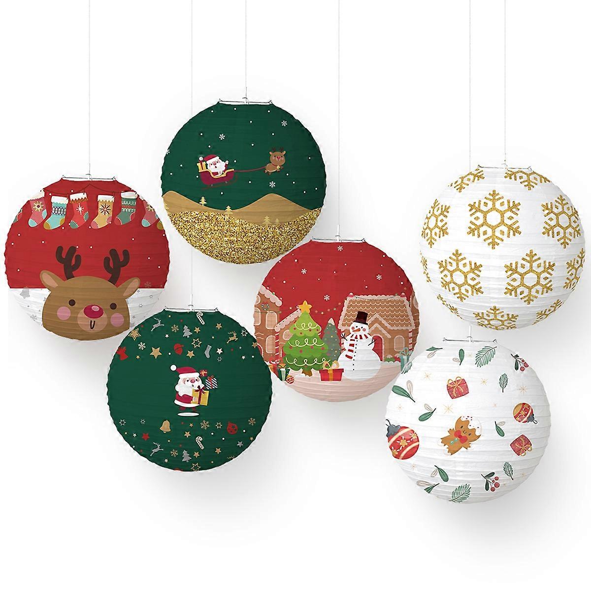 6 Pcs Paper Lanterns,Round Hanging Chinese