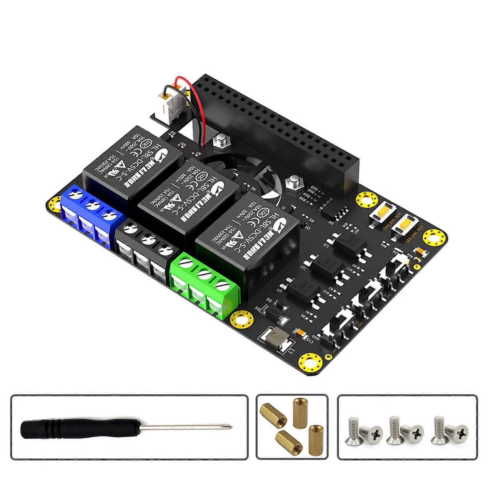 Efficient Expansion Module with Cooling Fan for RPi A+ 3A+ B+ 2B 3B 3B+ 4B Intelligent Control for Electronics
