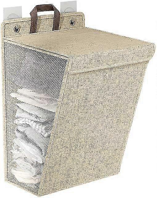 Foldable Hanging Storage Basket, Multifunctional Laundry Hamper for Home & Dorm - L-Beige