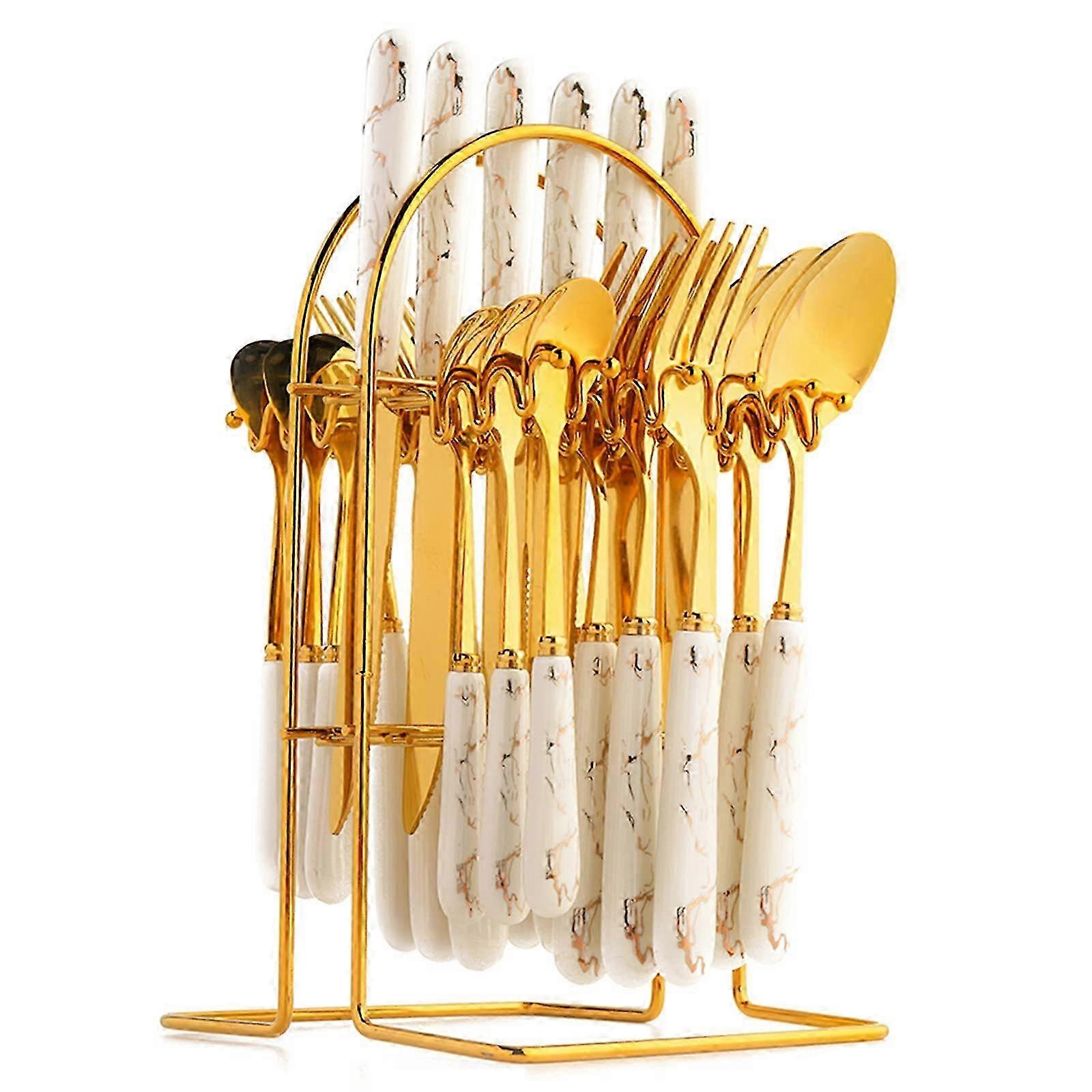 24-Piece Gold-Plated Flatware Set for Elegant Dining