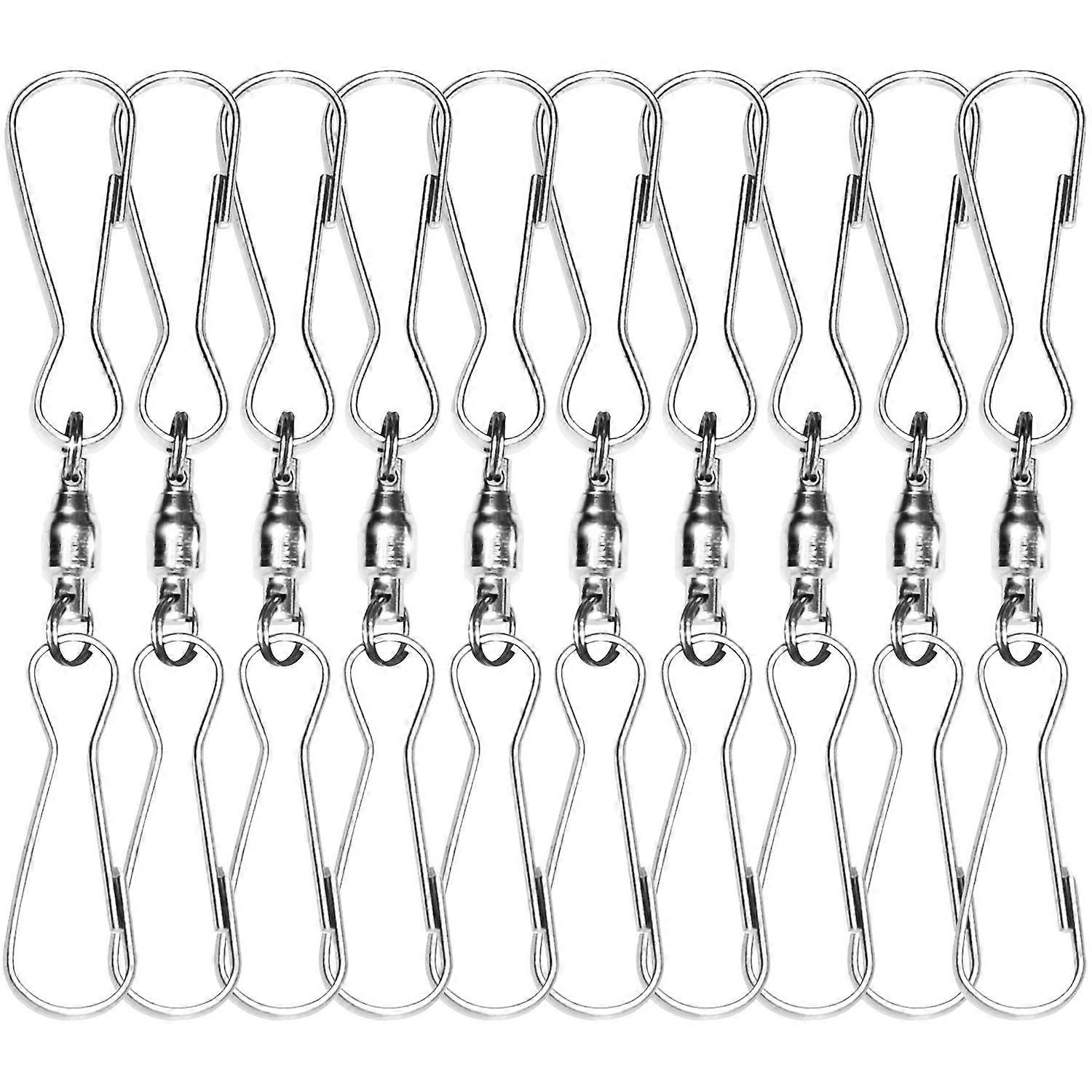 Windsock Clips Pack Of 10, 3-Inch Swivel Hooks, 360-Degree Rotatable, Stainless Steel For Wind Spinners And Bird Feeders