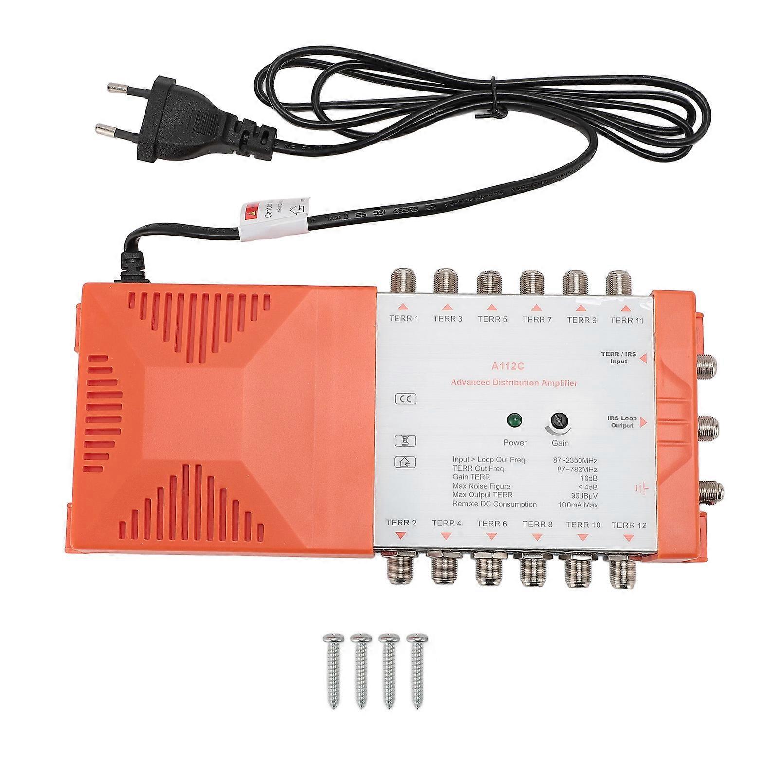 12 Channel Cascade Distribution Amplifier A112C - Low Noise, 4G LTE Filter, 12 Outputs