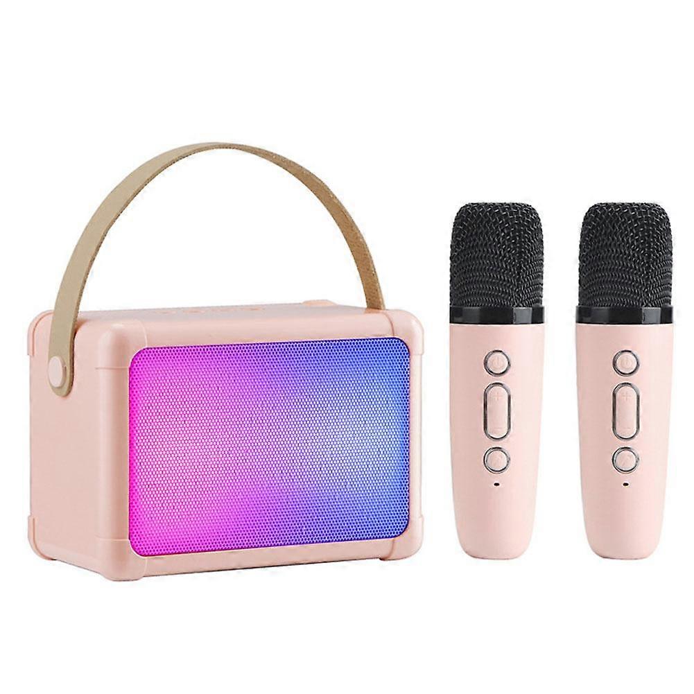 Portable Karaoke Machine with High Sound Quality Colorful Lights Compact Design for Home Travel Party Dual Mic Option