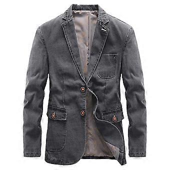 Nuova giacca da uomo, sottile, di mezza età e giovane, elegante, slim-fit, taglia piccola, giacca in denim per primavera e autunno, business casual
