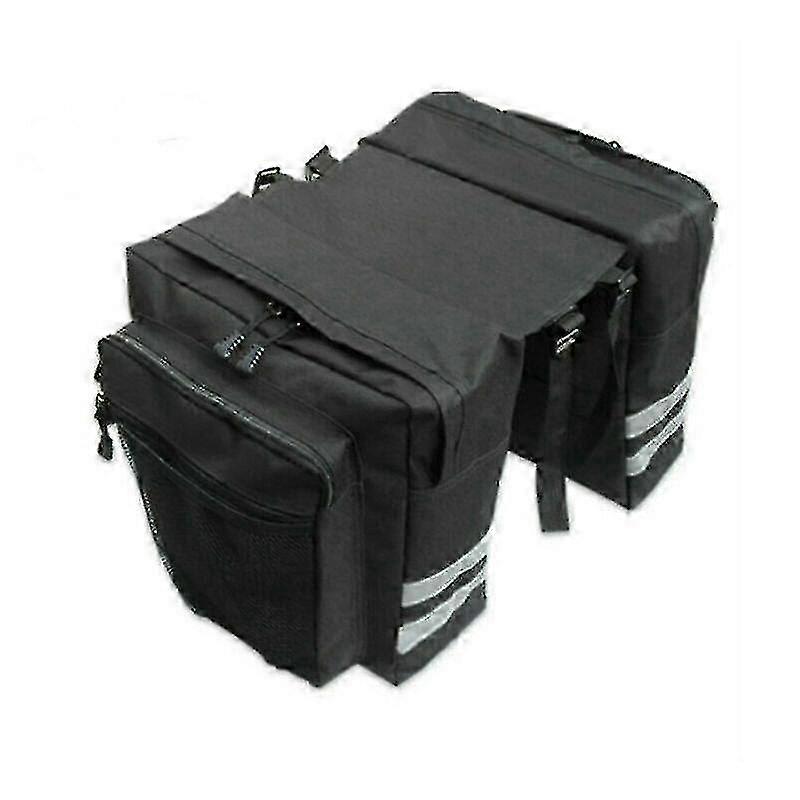 Dobbelt Tasker Cykel Sadeltaske Bageste Rack Pack - Sort