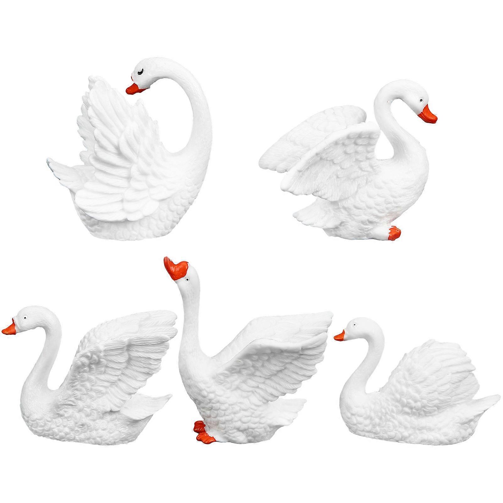 Swan Ornament Set   5pcs Miniature Resin Swan Models for Home, Desk, Garden & Bonsai Decoration   Random Styles