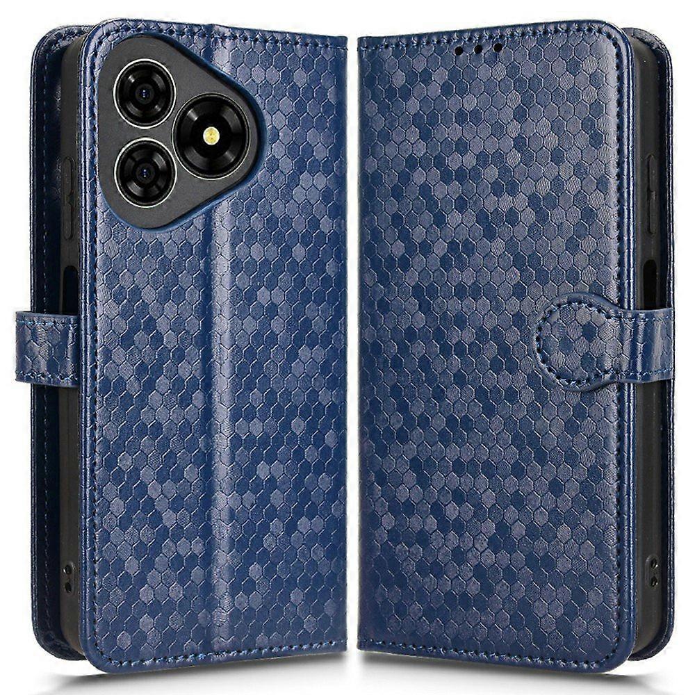 For Ulefone Note 19 Wallet Case Dot Pattern Imprint PU Leather Phone Cover - Dark Blue