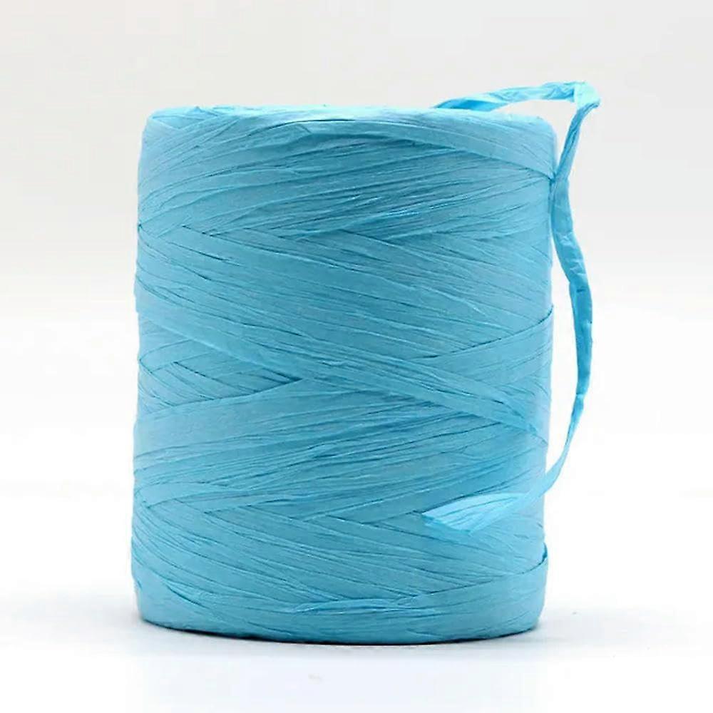 180m/Roll Raffia Rope Yarn Organic Straw Yarn for Knitting Summer Hats Bags Gift Box Packaging Wrapping Paper Twine Lakeblue