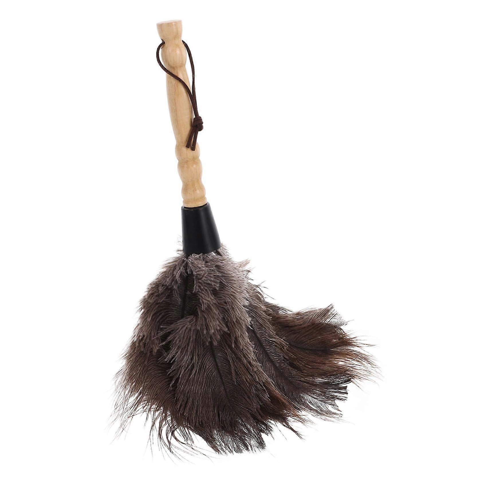 Ostrich Duster With Long Handle, Fluffy Dust Wand, Dust Cloths, Auto And Wood Blinds Duster, Dark Brown
