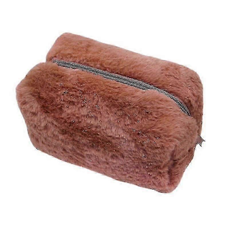 Cosmetic Bag Candy Color Plush Square Portable Large Capacity Toiletry Bag For Vacation