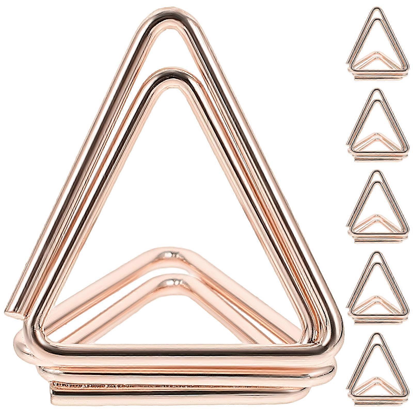 6pcs Rose Gold Triangle Metal Place Card Holders for Wedding, Memo Clips, Photo Display, Sturdy Desk Organizer for Messages and Menus