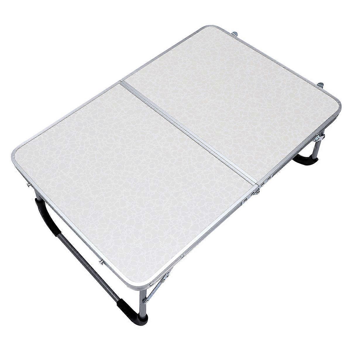 Foldable Table Small Simple Folding Desk Aluminium Alloy Portable Indoor Use 61X41CM White 1Set