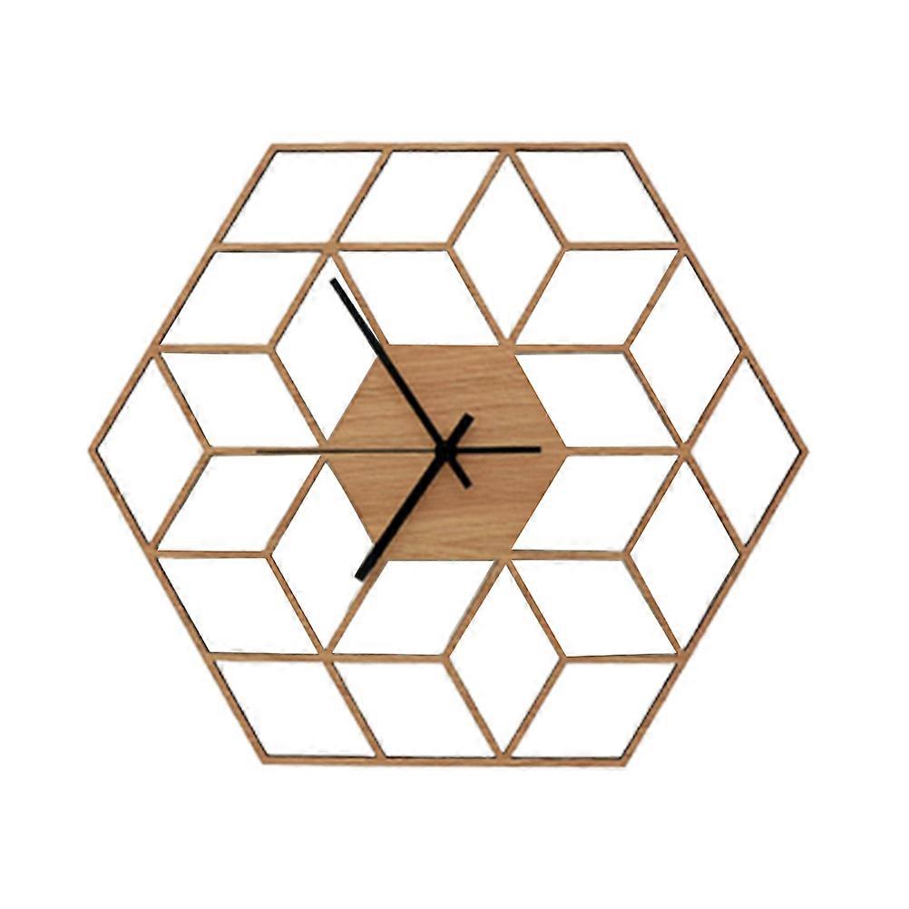 Unique Clock Geometric Modern Wall Clock Simple Style Wooden Home Office Decoration Light Brown 30x30cm 1Pack