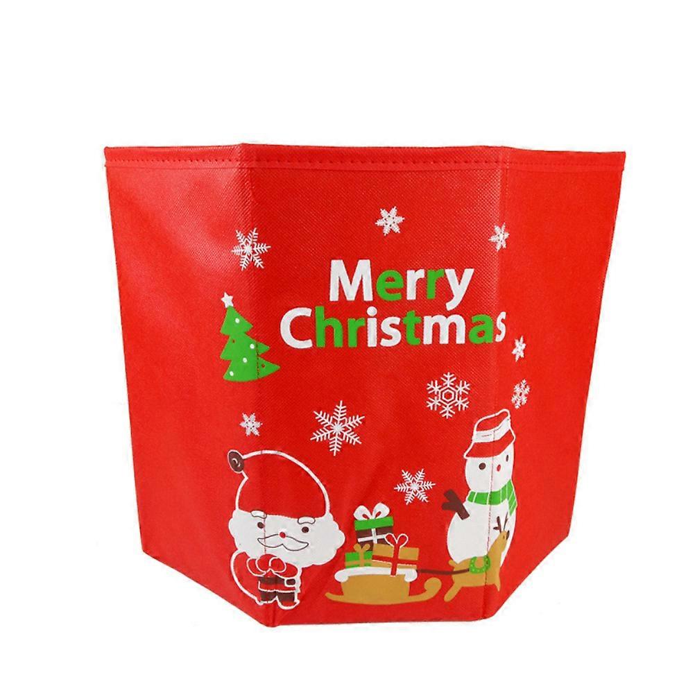 Christmas Tree Cover Non-Woven Fabric Storage Box Rectangular Shape Tree Base Cover For Christmas Tree Accessories Red 1Set