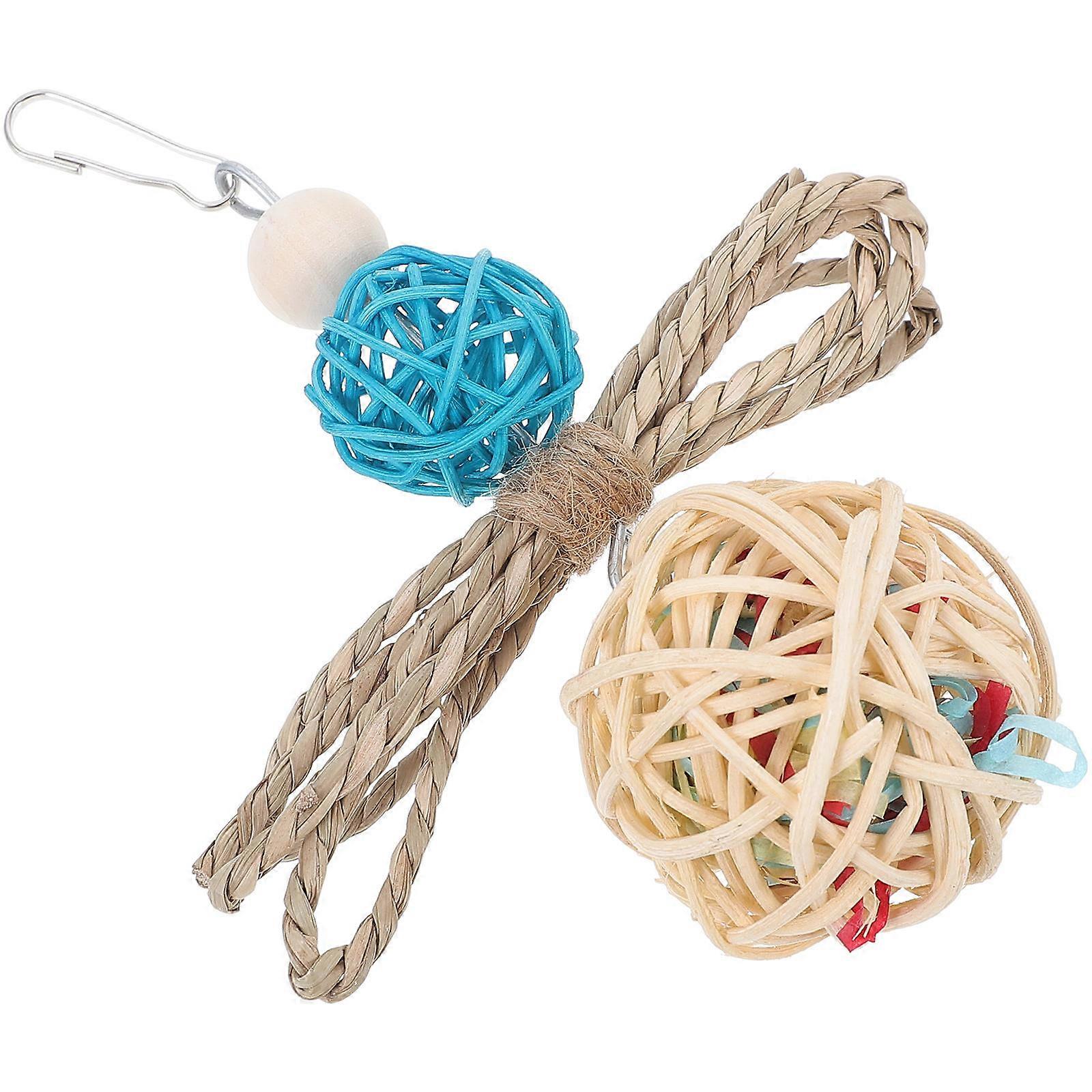 Rattan Ball Bird Toy for Parakeets and Cockatiels – Natural Wood Hanging Foraging Toy for Birds, Durable, Safe and Easy to Install for Physical