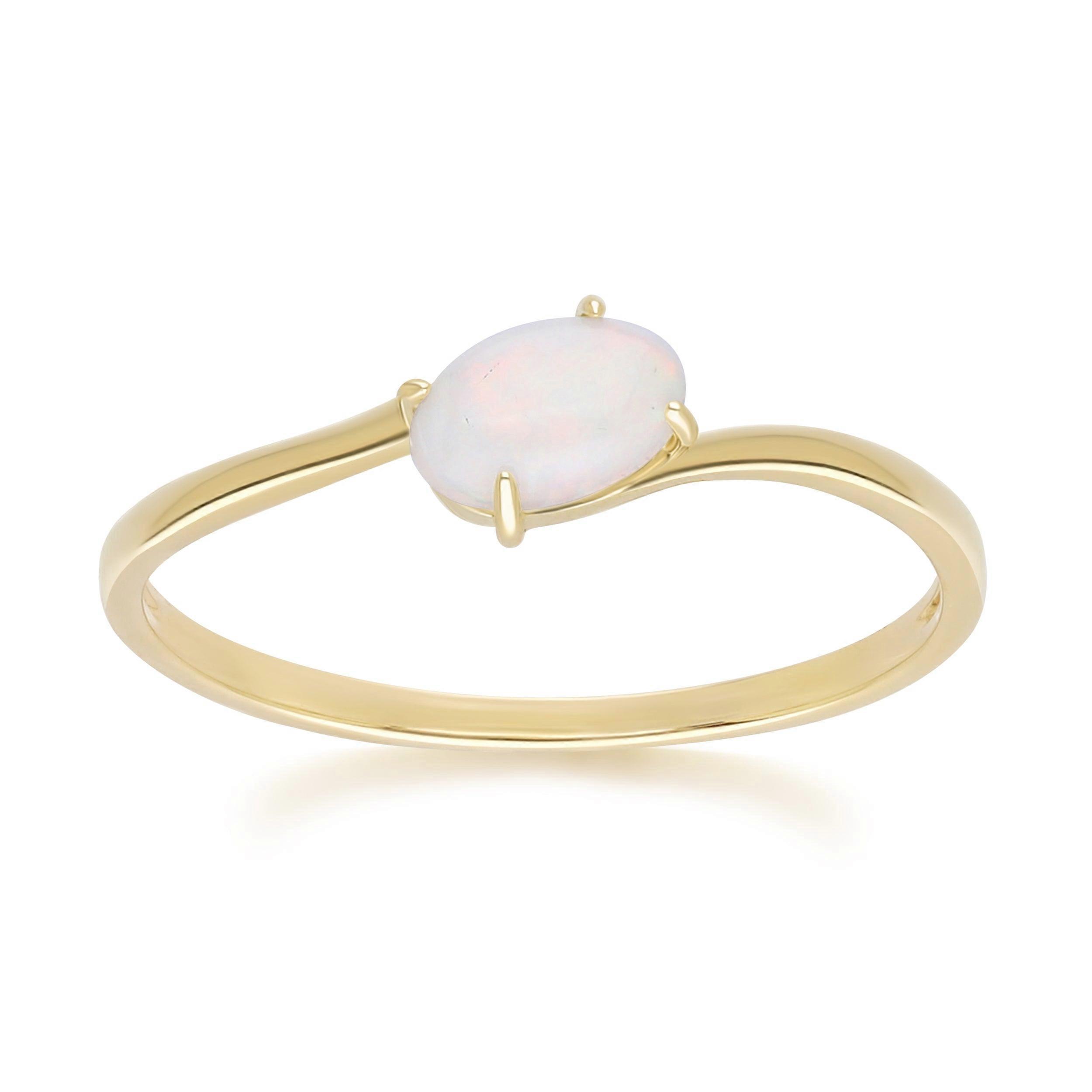 Classic Oval Opal Cabochon Ring in 9ct Yellow Gold