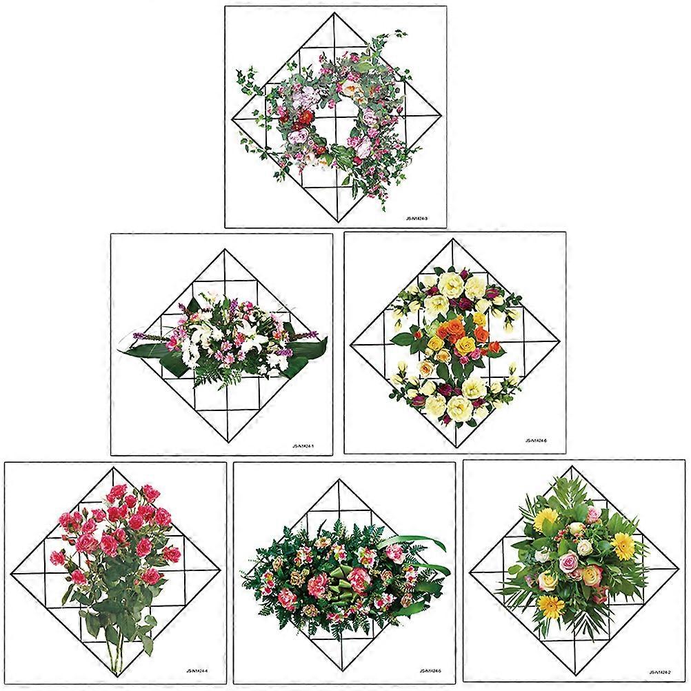 Grid Flower Wall Sticker Decorative Wall Stickers Living Room Self-Adhesive Removable Without Marks 6Pcs