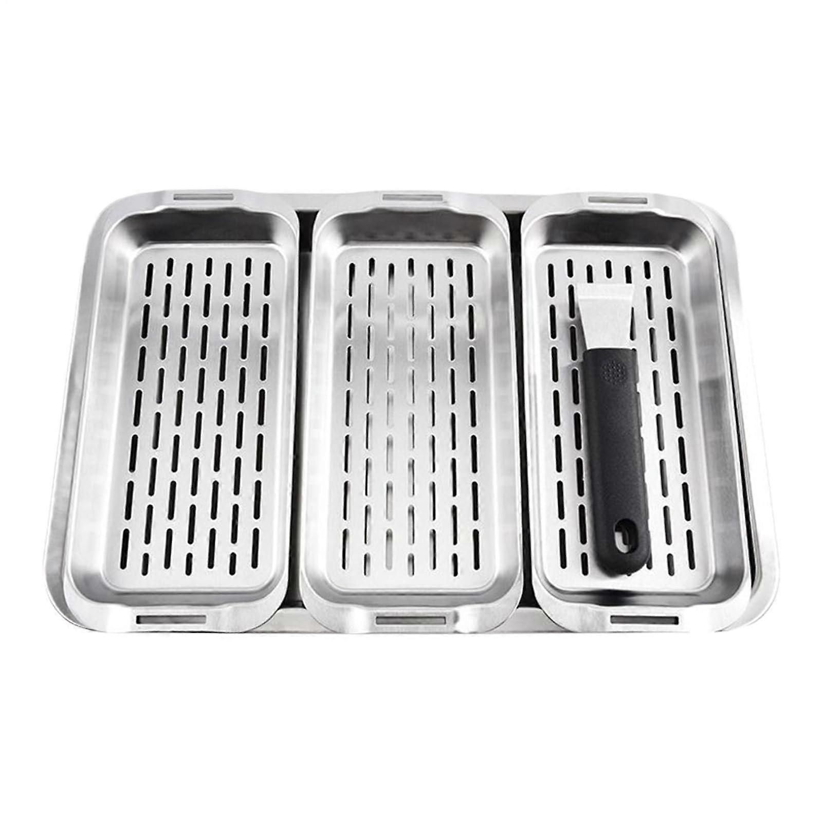 Grilling Baskets Set, Secure Grip Handle, Ideal for Fish, Meat, Shrimp, Picnics