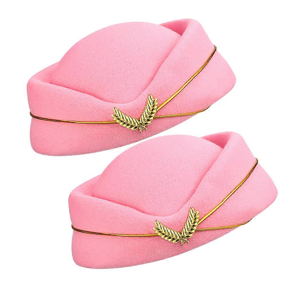 2pcs Women's Flight Attendant Wool Hat Stewardess Cap for Cosplay Theatrical Costumes Lightweight Design for Themed Parties