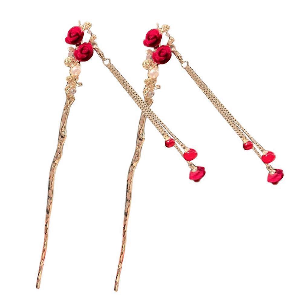 女性のためのエレガントなローズヘア箸、結婚式、カジュアルな外出、ギフトのための軽量ヴィンテージスタイルのヘアアクセサリー