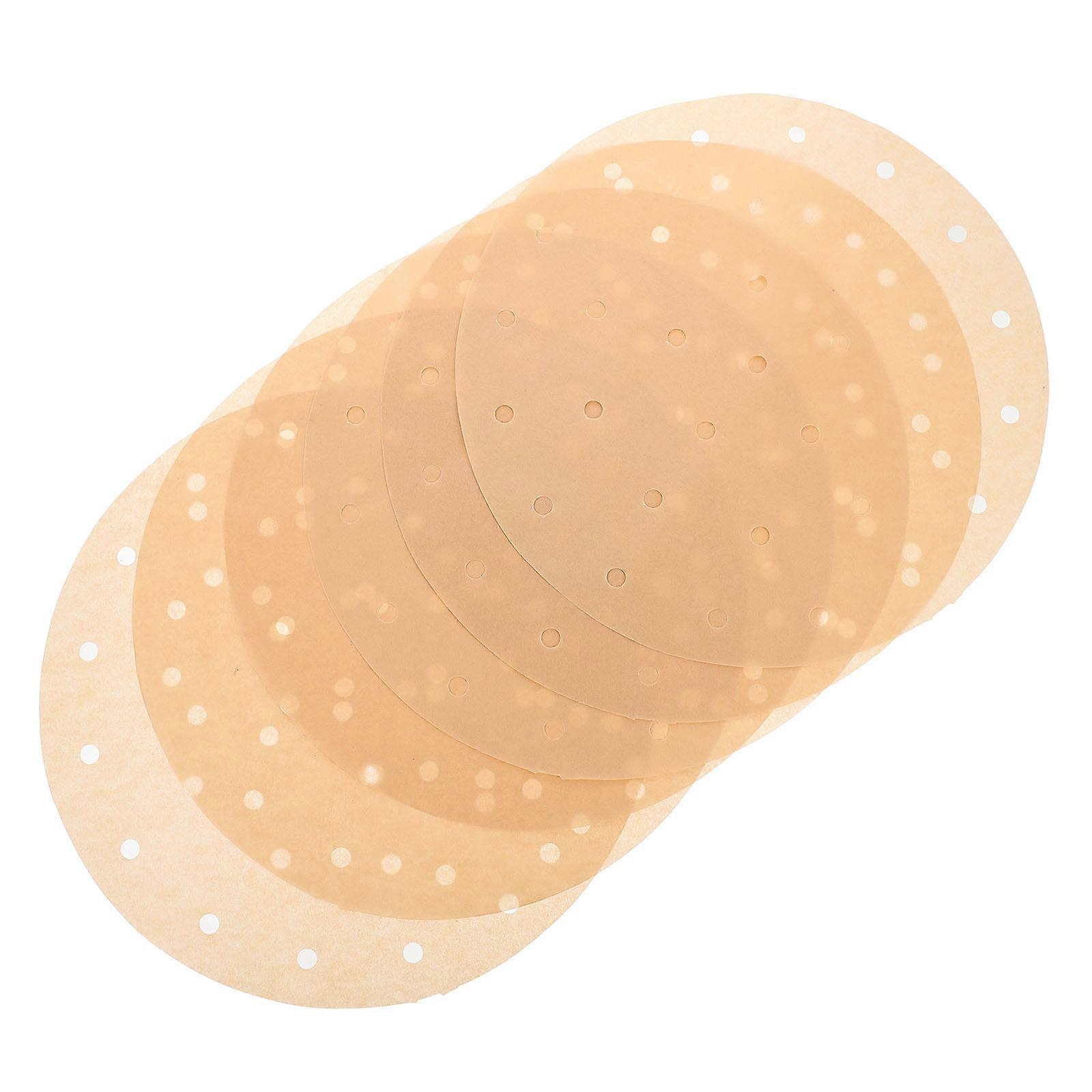 100pcs Premium Light Brown Perforated Parchment Paper Liners for Air Fryer with Excellent