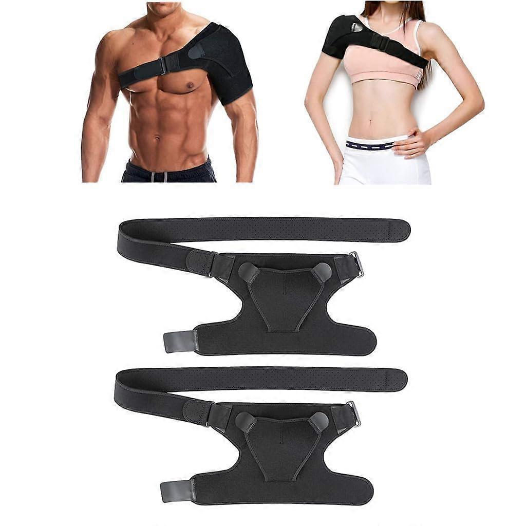 Compression Shoulder Brace for Rotator Cuff Support, Adjustable Pain Relief Dislocation Brace, 2-Pack, Black