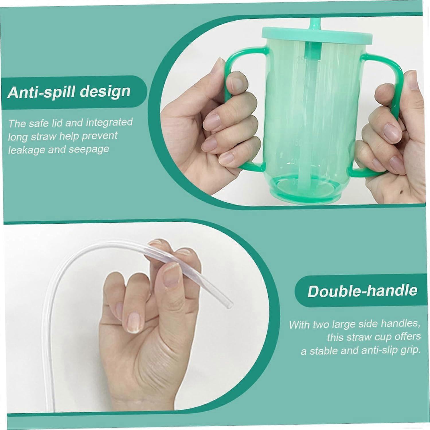 Adult Sippy Cup with Long Straw, 350ml Spill-Proof Design, Two