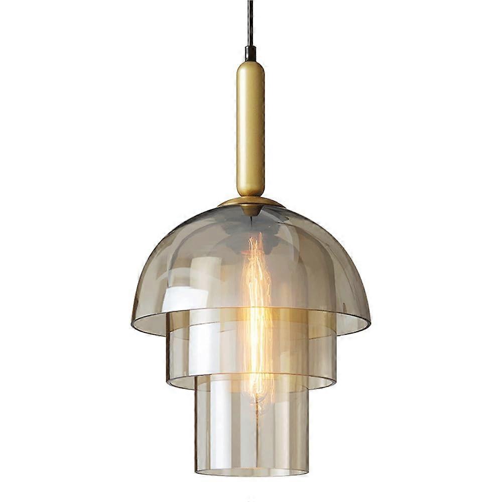 E27 Screw Pendant Light, Nordic Glass Pendant, Customizable Three-Layer Lampshade For Balcony And Restaurant Lighting