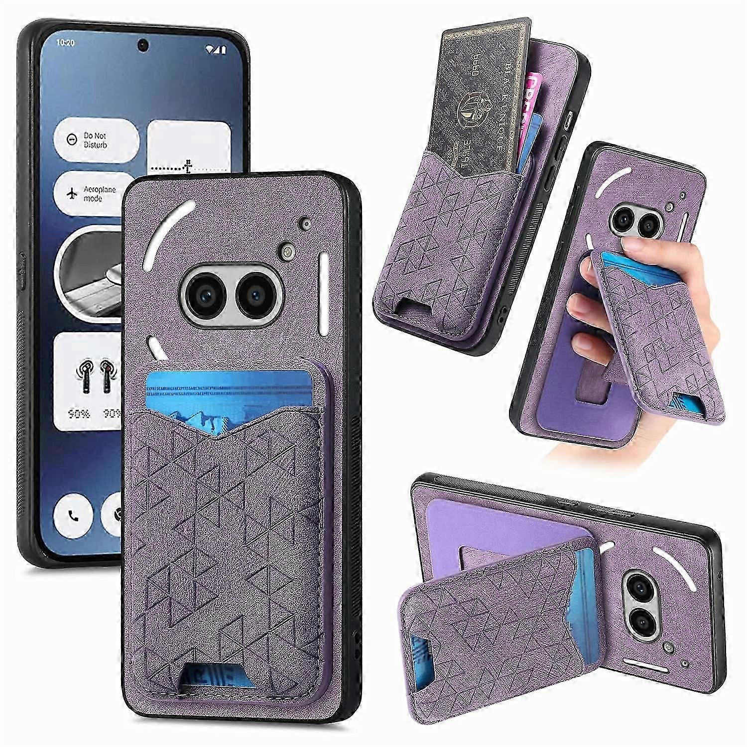 For Nothing Phone (2a) Case Imprinted Pattern Card Holder Kickstand Leather Back Cover
