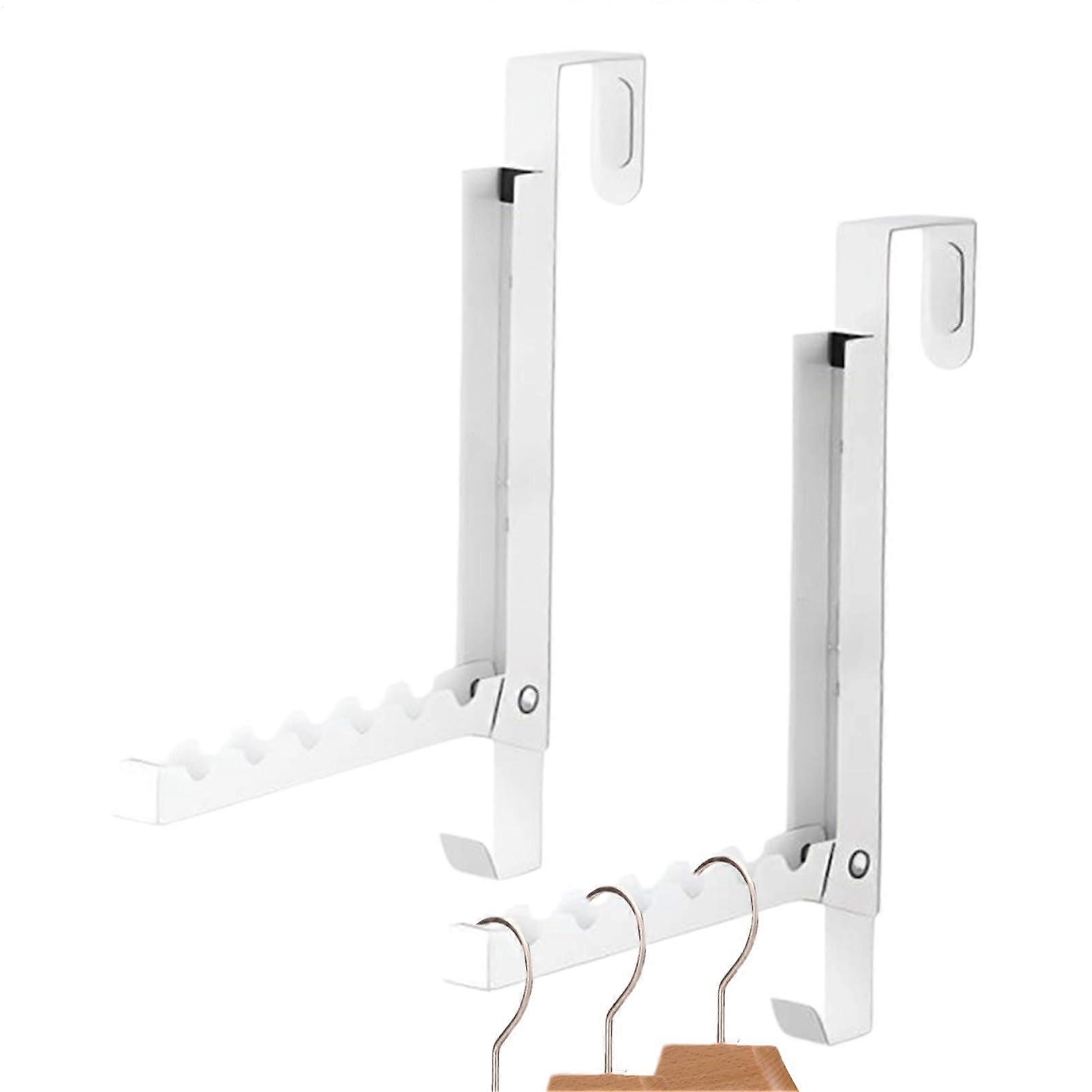 Metal Folding Door Hanger Rack, 2 x Sturdy Cloth Drying Hooks for Towels, Space-Saving Over Door Design