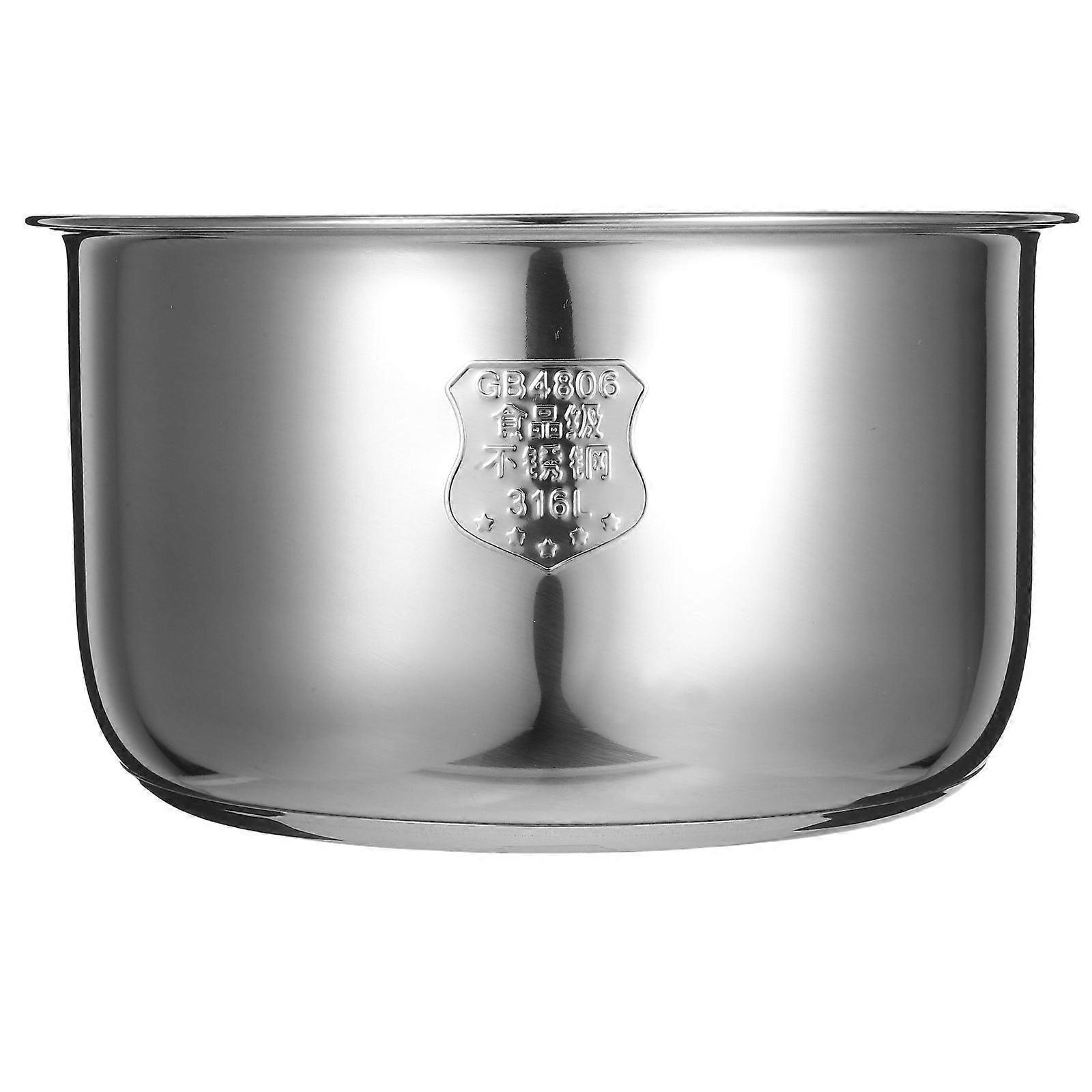 Inner Cooking Pots Stainless Steel Inner Container Heat Distribution Prevents Sticking 4L Silver Round 1Set