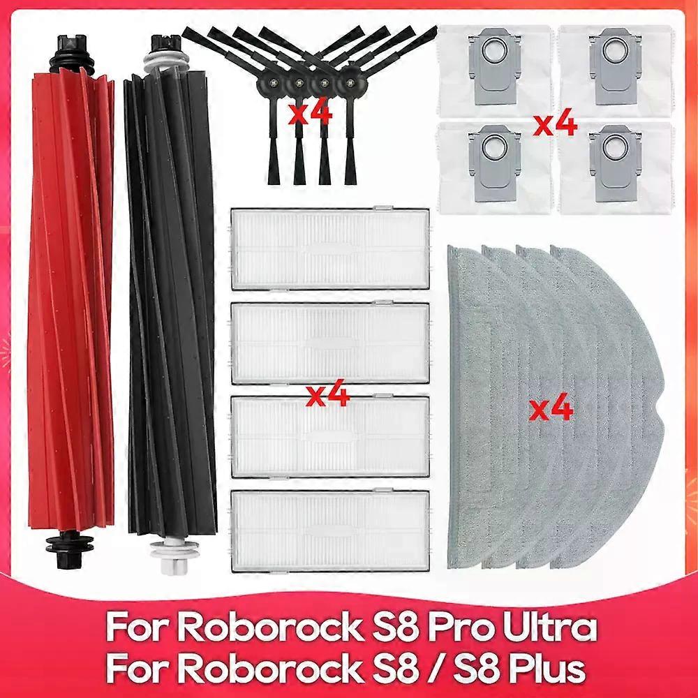 Compatible For ( Roborock S8, S8 Plus, S8 Pro Ultra, S8+ ) Robot Vacuums Roller Side Brush Filter Mop Dust Bag Part Accessory