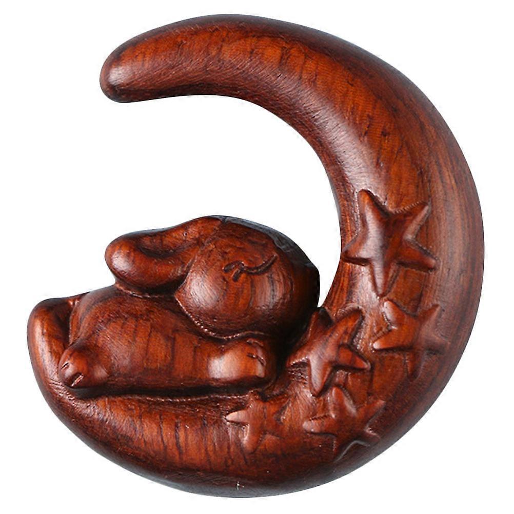 Animal Ornaments Wooden Moon and Rabbit Pendant Home Decoration Craft Project Women Artists Retro Style 1Set