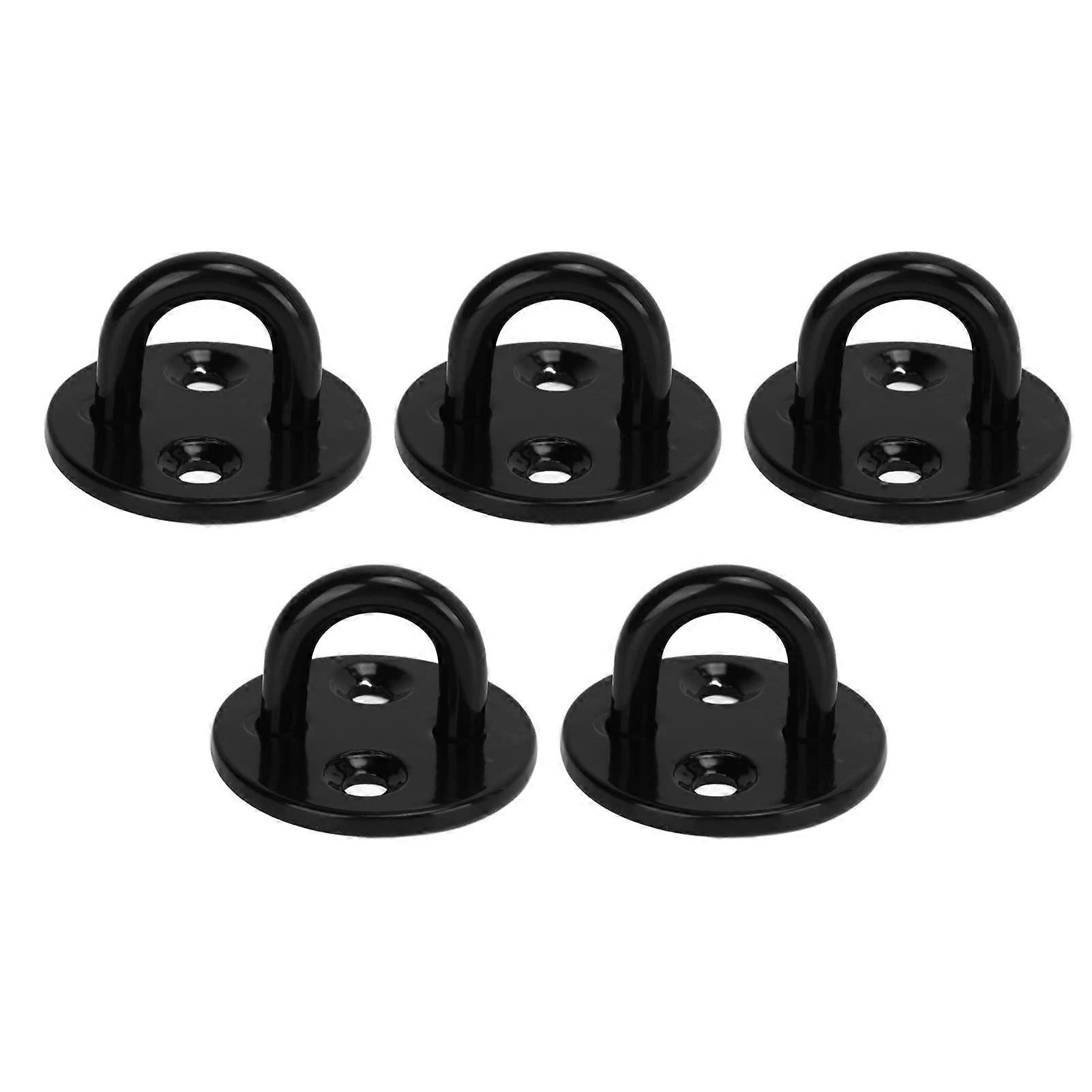 Square Pad Eye Plate 5 Pack 304 Stainless Steel Heavy Duty Black Hook Round Design for Marine and Cargo Applications