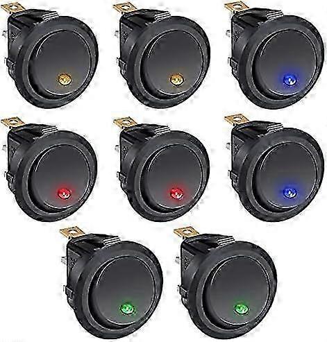 20A rocker switch for vehicles 8Pcs 12V DC SPST round toggle