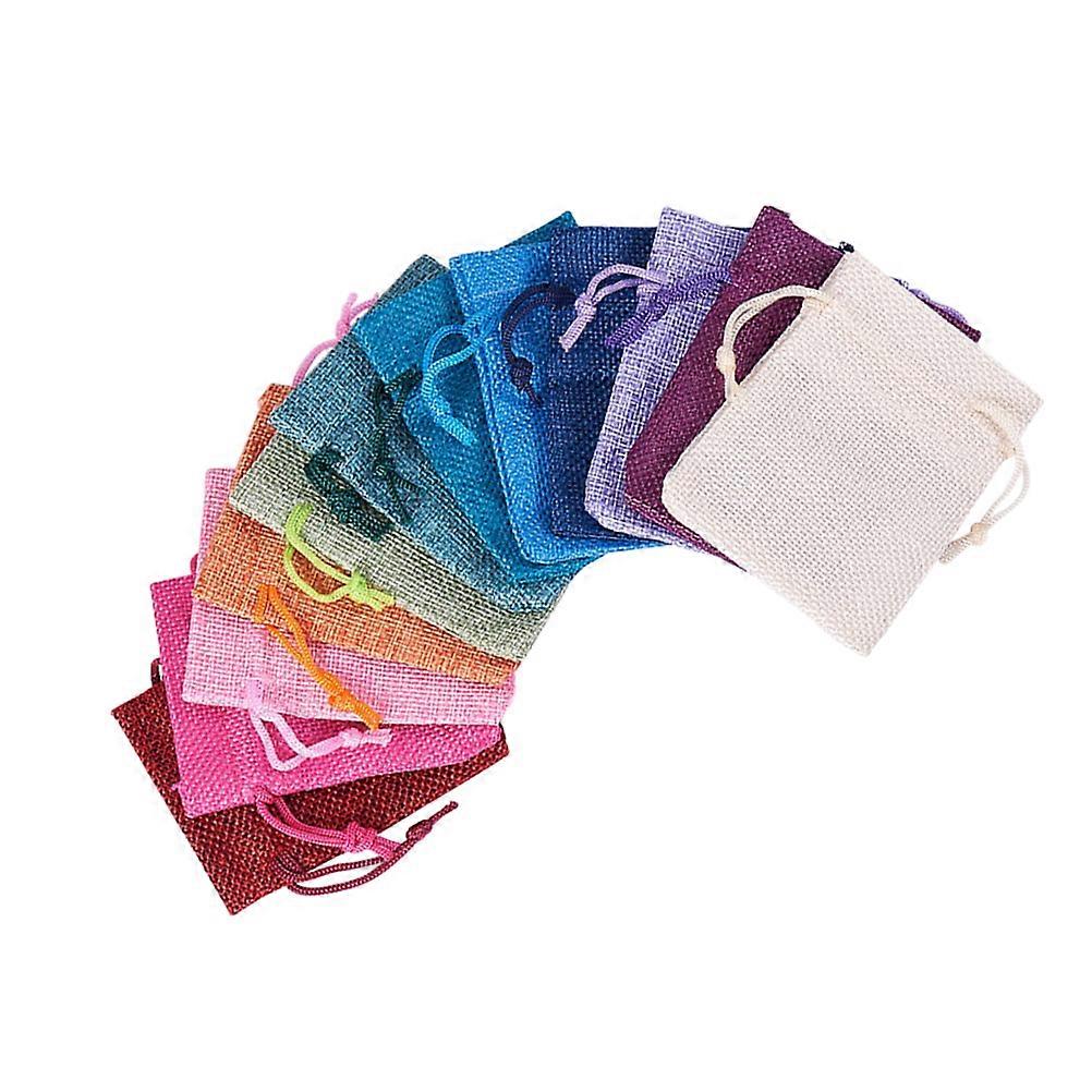 Linen Little Bags Assorted Color Drawstring Bag Accessories Wedding Party Home Decor 15Pcs