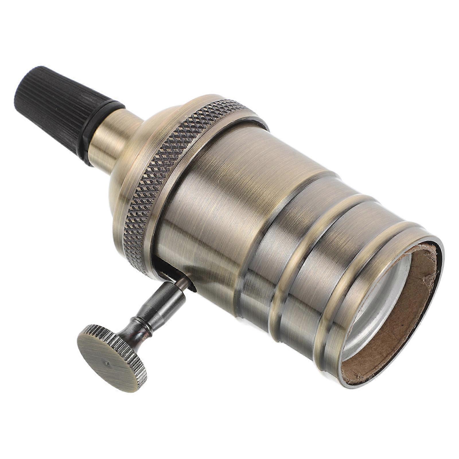 Screw In Light Socket Metal Lamp Holder For E27 Bulbs Round Shape Coffee Color 8.70X5.80X3.50CM 1Pcs